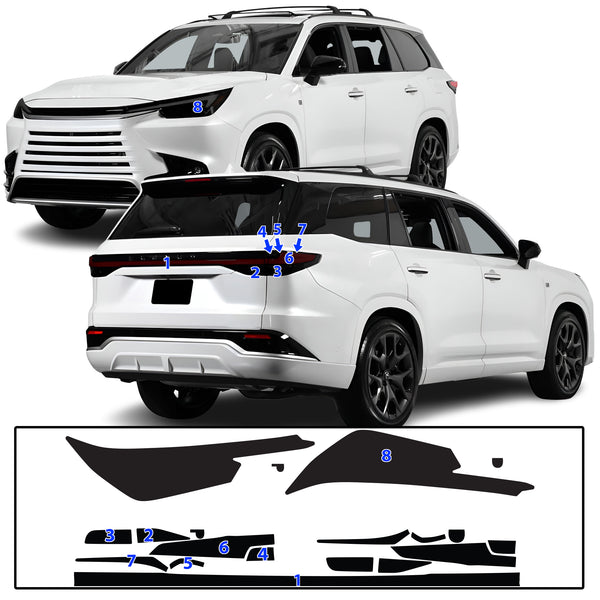 Full Headlight Taillight Precut Smoked PPF Tint Kit Film Overlay Fits Lexus TX 2024-2025
