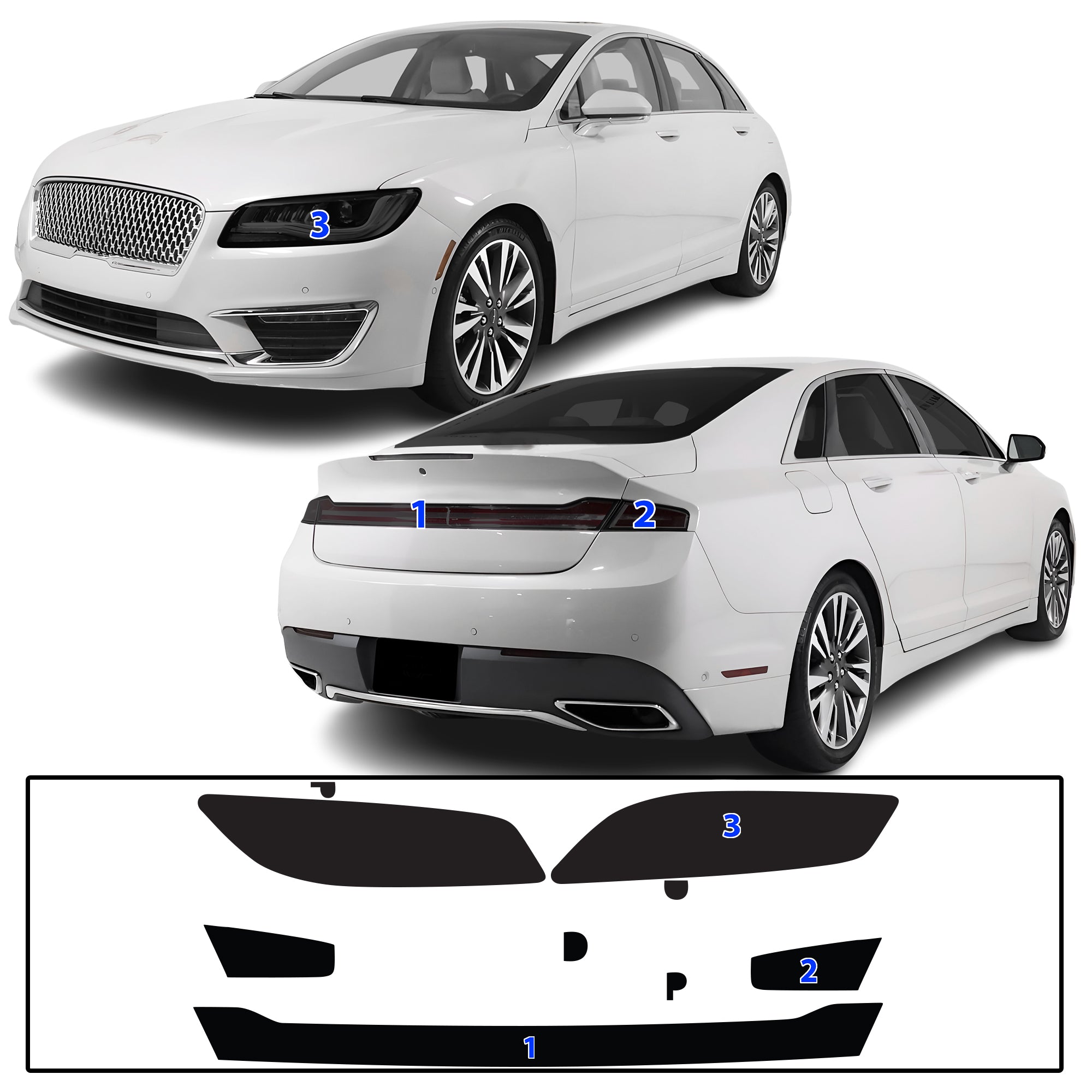 Lincoln MKZ 2017–2020 Dark Smoke Headlight & Taillight Tint Kit