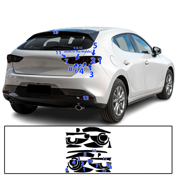Full Headlight Taillight Precut Smoked PPF Tint Kit Film Overlay Fits Mazda 3 2019-2025
