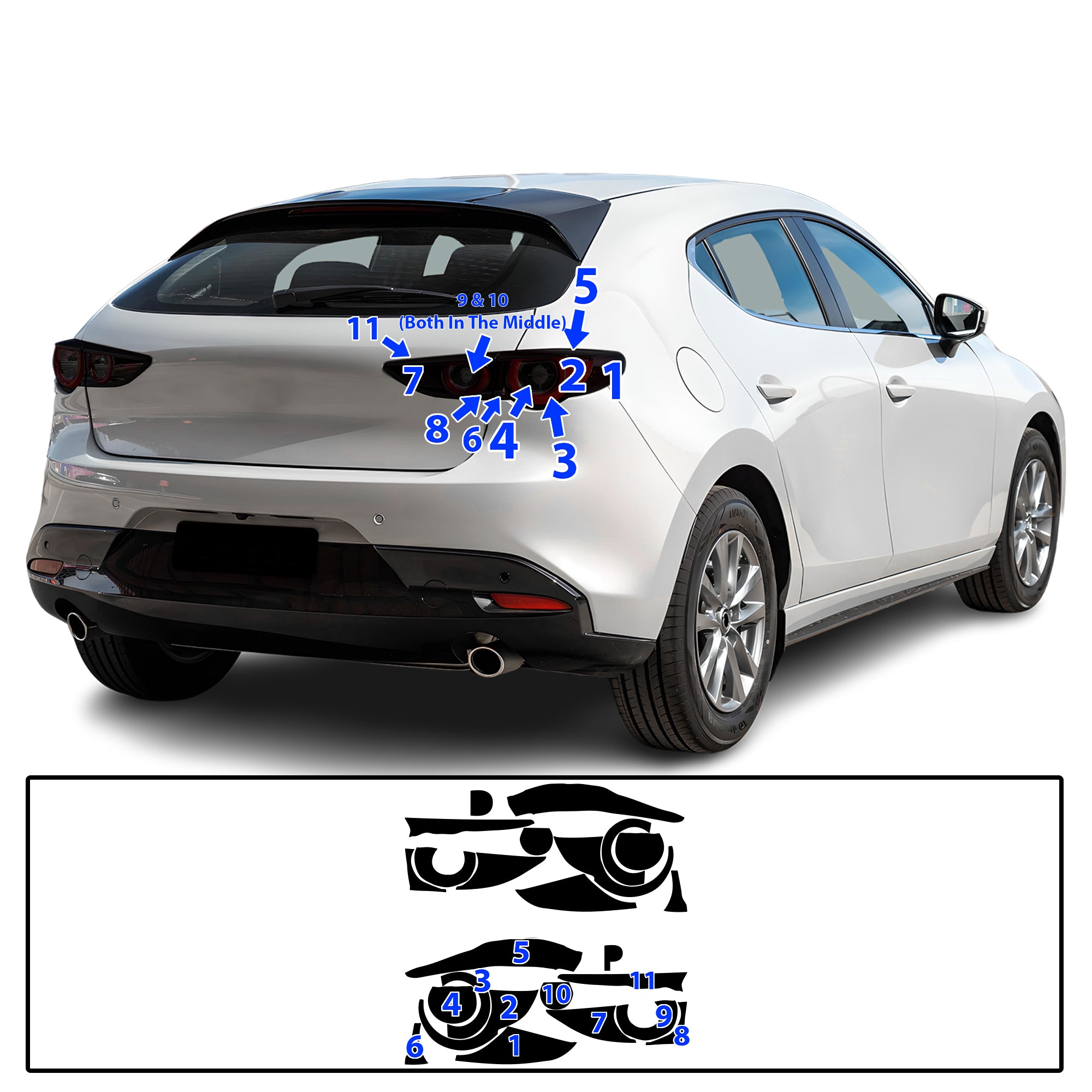 Mazda 3 2019–2026 Dark Smoke Headlight & Taillight Tint Kit – Precut Vinyl Lens Overlays