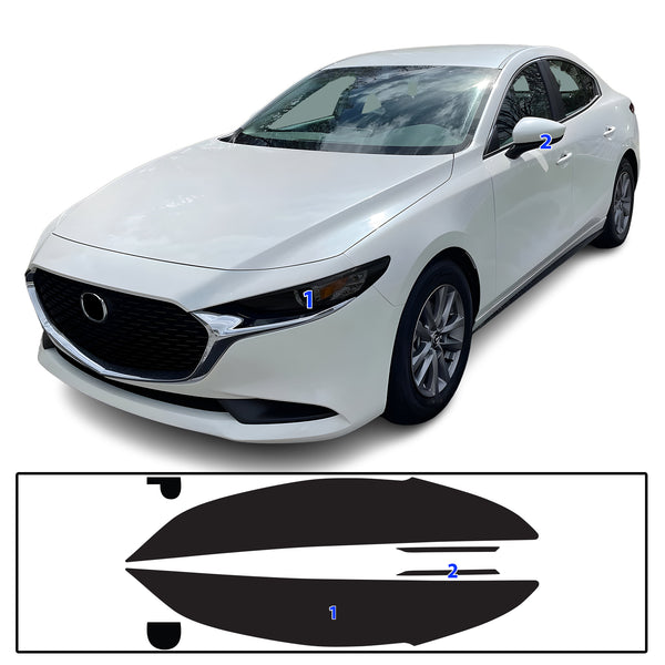 Full Headlight Taillight Precut Smoked PPF Tint Kit Film Overlay Fits Mazda 3 2019-2025