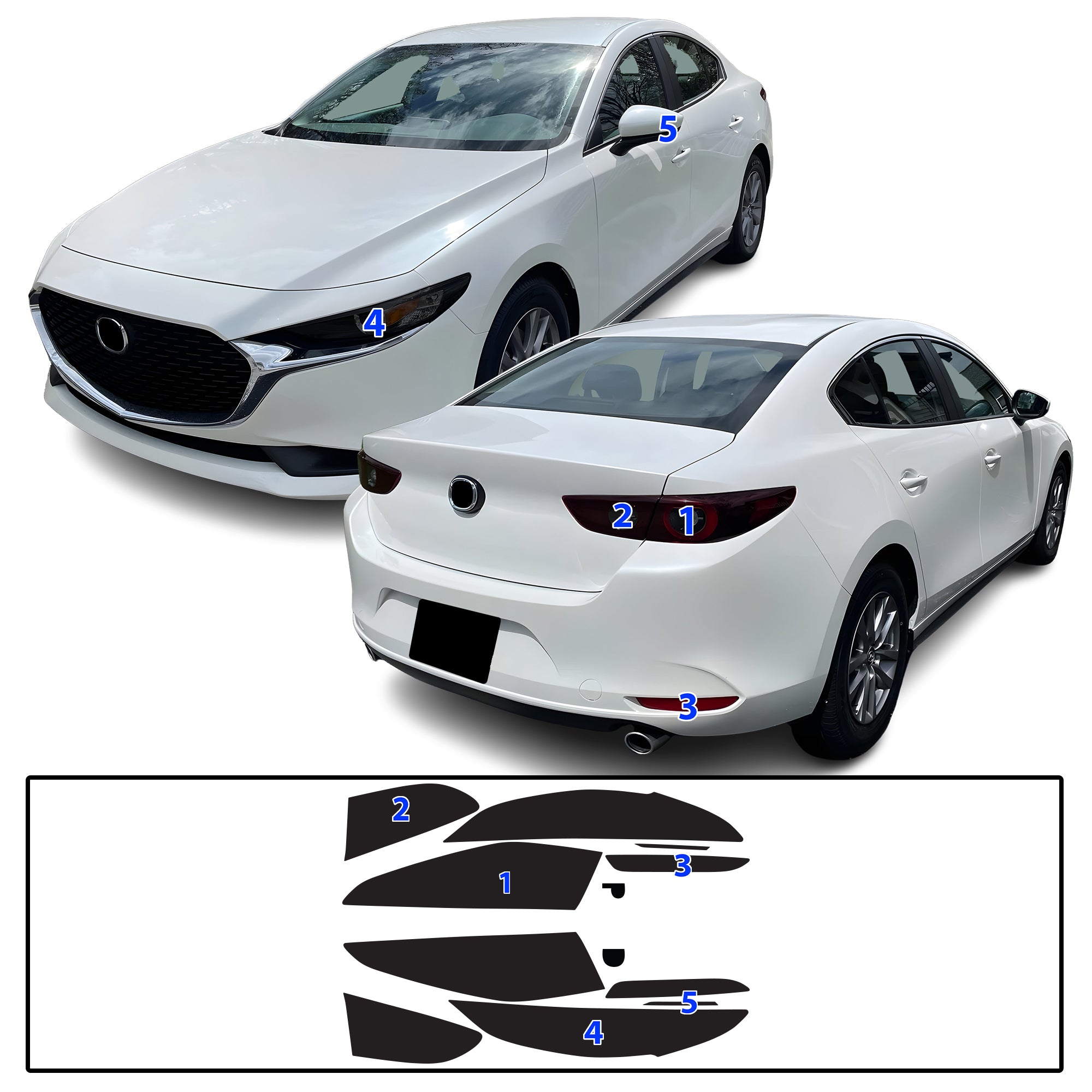 Mazda 3 2019–2026 Dark Smoke Headlight & Taillight Tint Kit – Precut Vinyl Lens Overlays