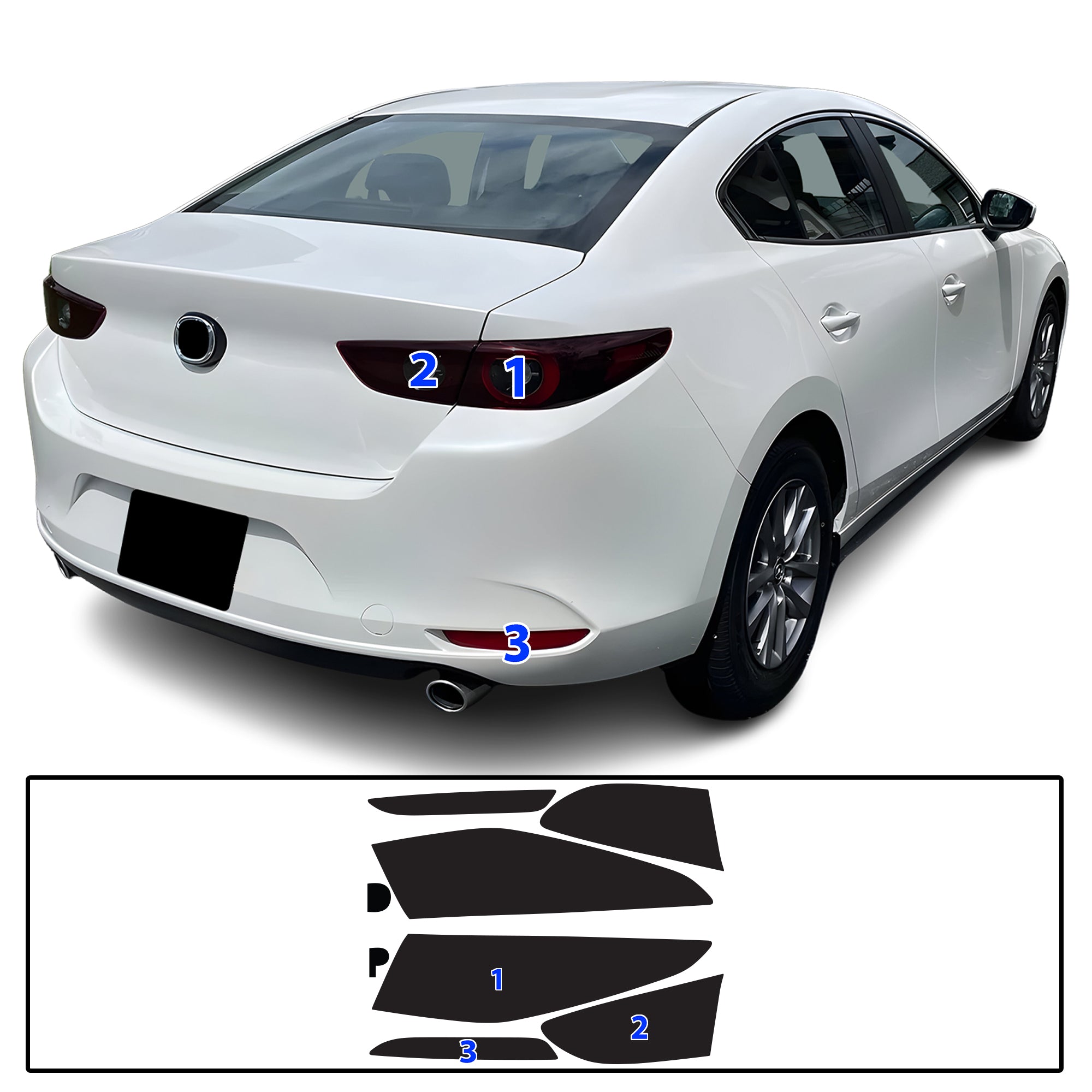 Mazda 3 2019–2026 Dark Smoke Headlight & Taillight Tint Kit – Precut Vinyl Lens Overlays