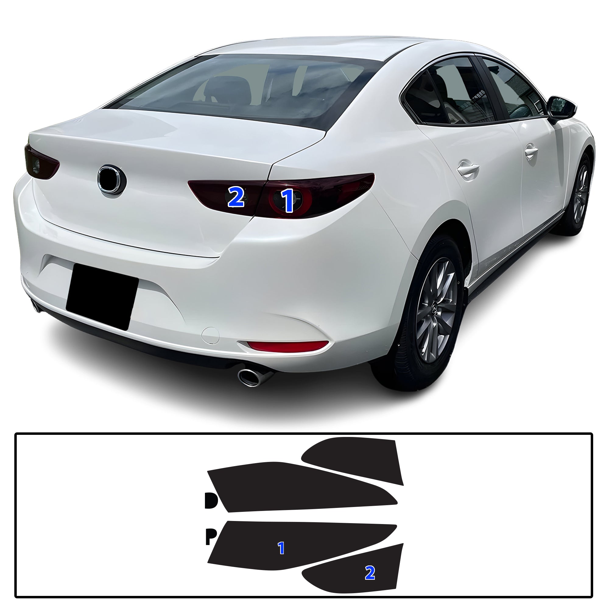 Mazda 3 2019–2026 Dark Smoke Headlight & Taillight Tint Kit – Precut Vinyl Lens Overlays