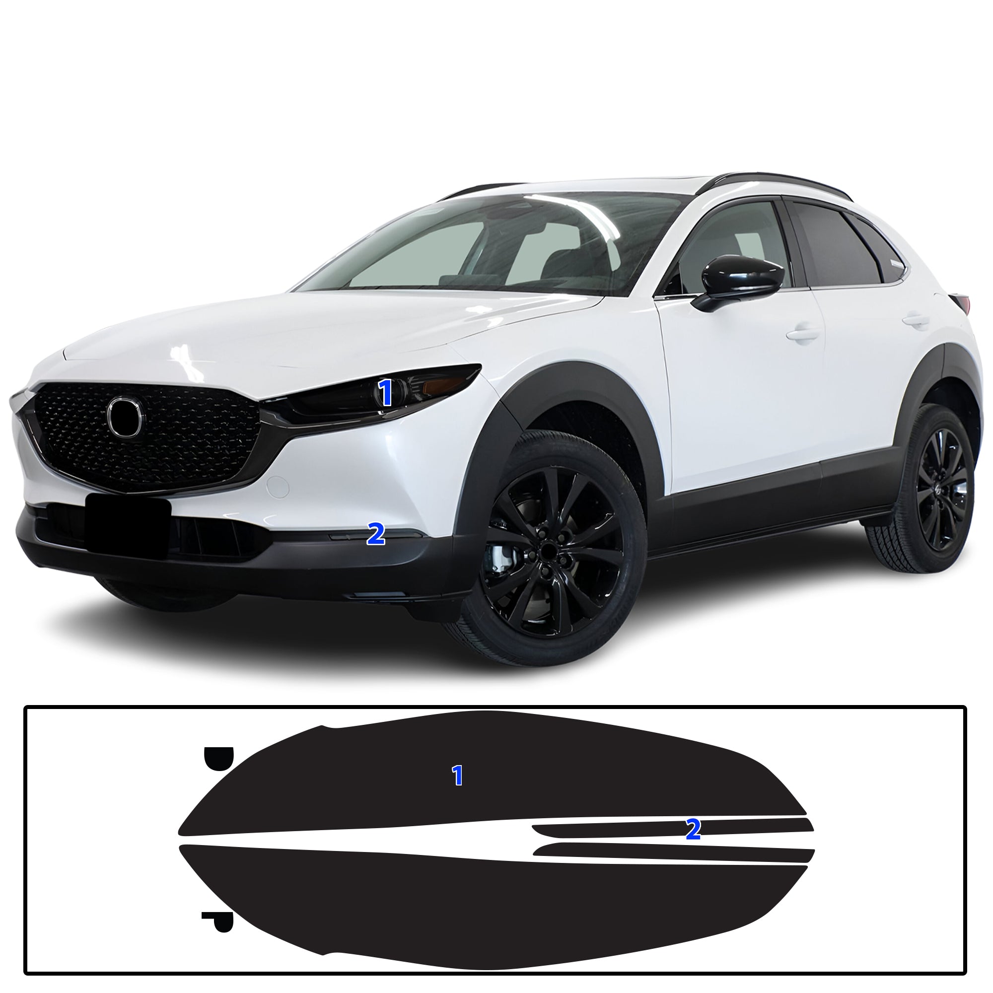 Mazda CX-30 2020–2026 Dark Smoke Headlight & Taillight Tint Kit – Precut Vinyl Lens Overlays