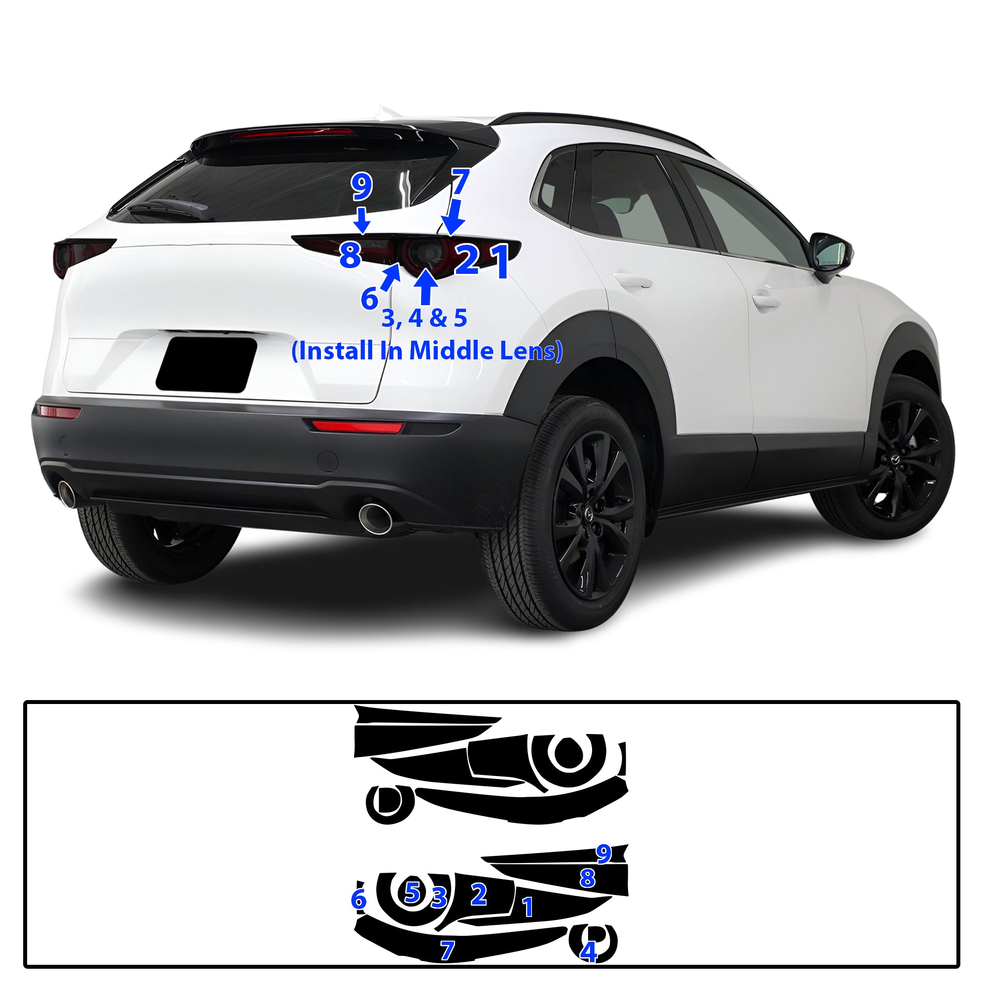 Mazda CX-30 2020–2026 Dark Smoke Headlight & Taillight Tint Kit – Precut Vinyl Lens Overlays