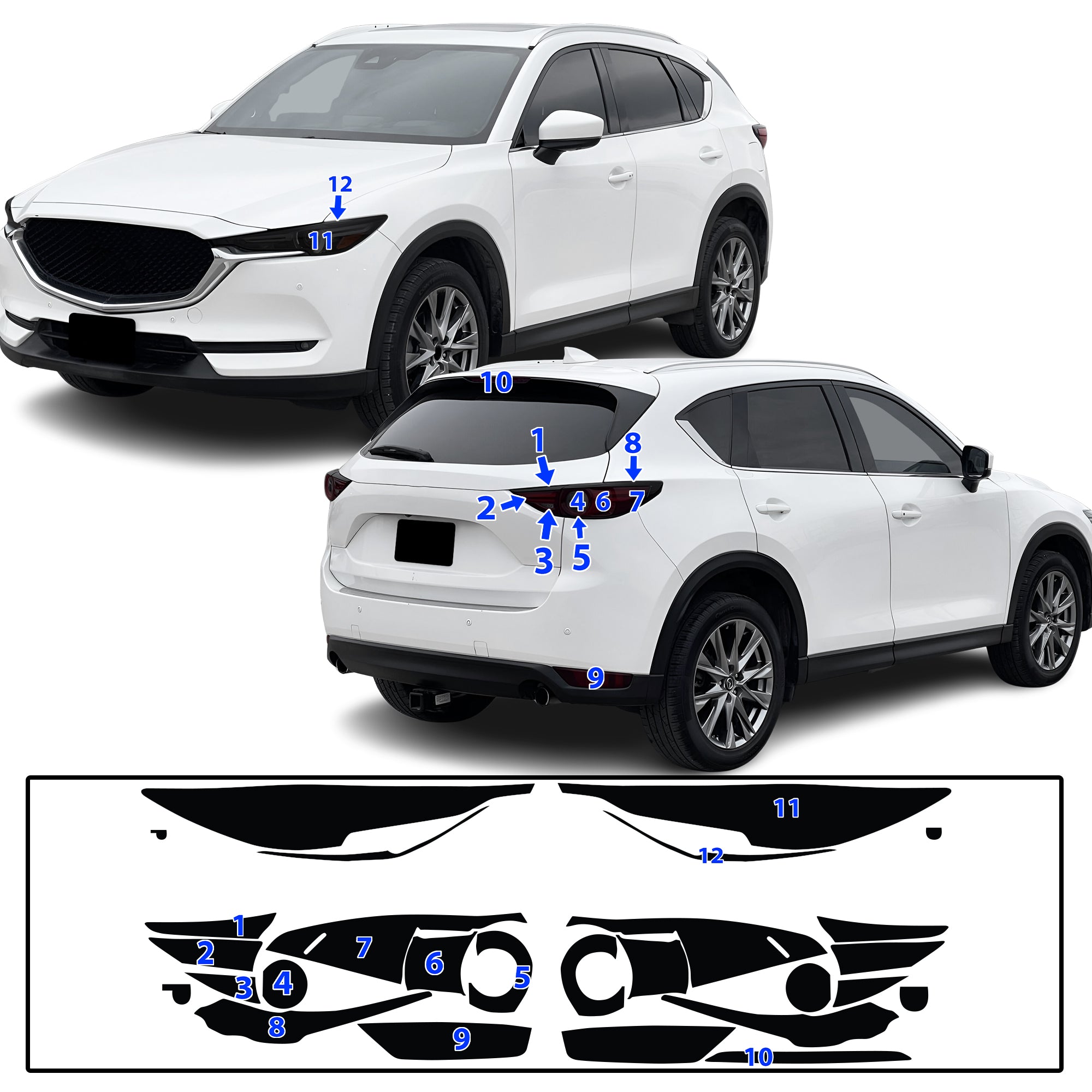 Full Headlight Taillight Precut Smoked PPF Tint Kit Film Overlay Fits Mazda CX-5 2017-2021