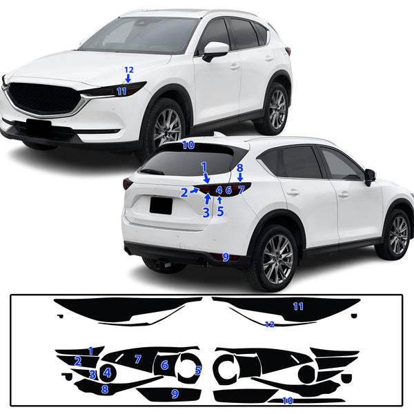 Full Headlight Taillight Precut Smoked PPF Tint Kit Film Overlay Fits Mazda CX-5 2017-2021