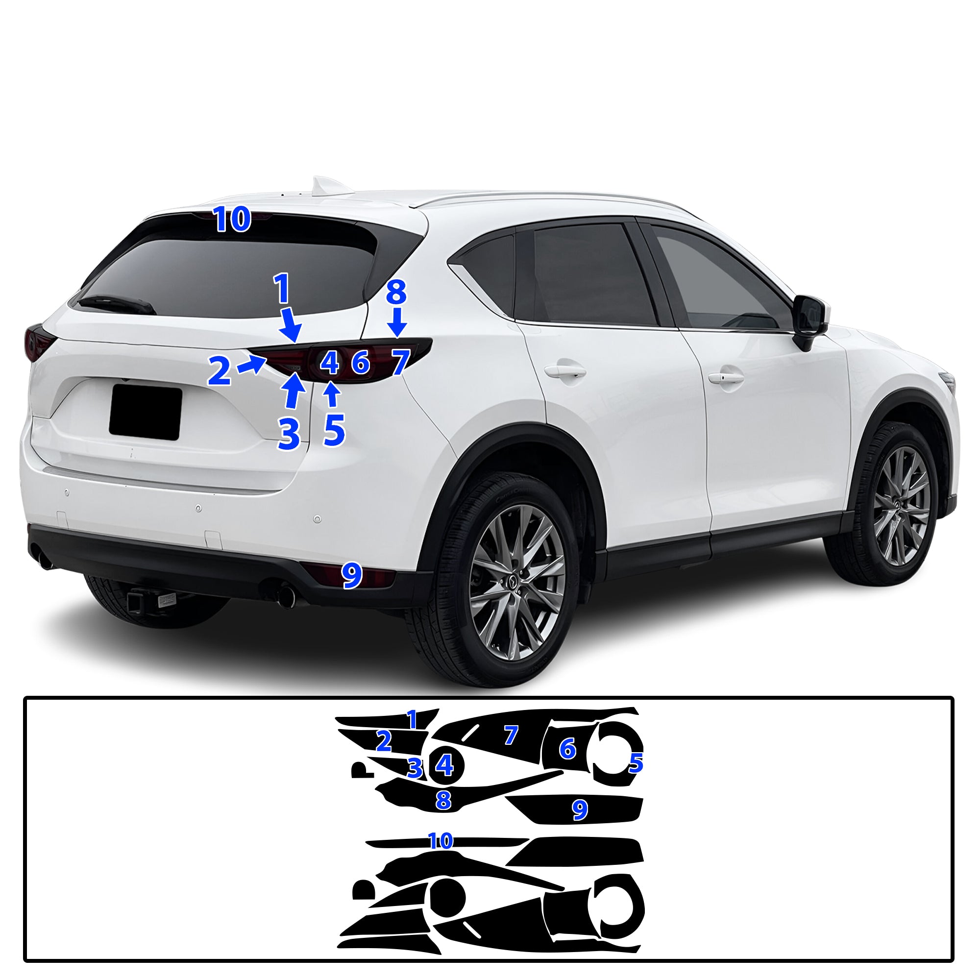 Full Headlight Taillight Precut Smoked PPF Tint Kit Film Overlay Fits Mazda CX-5 2017-2021