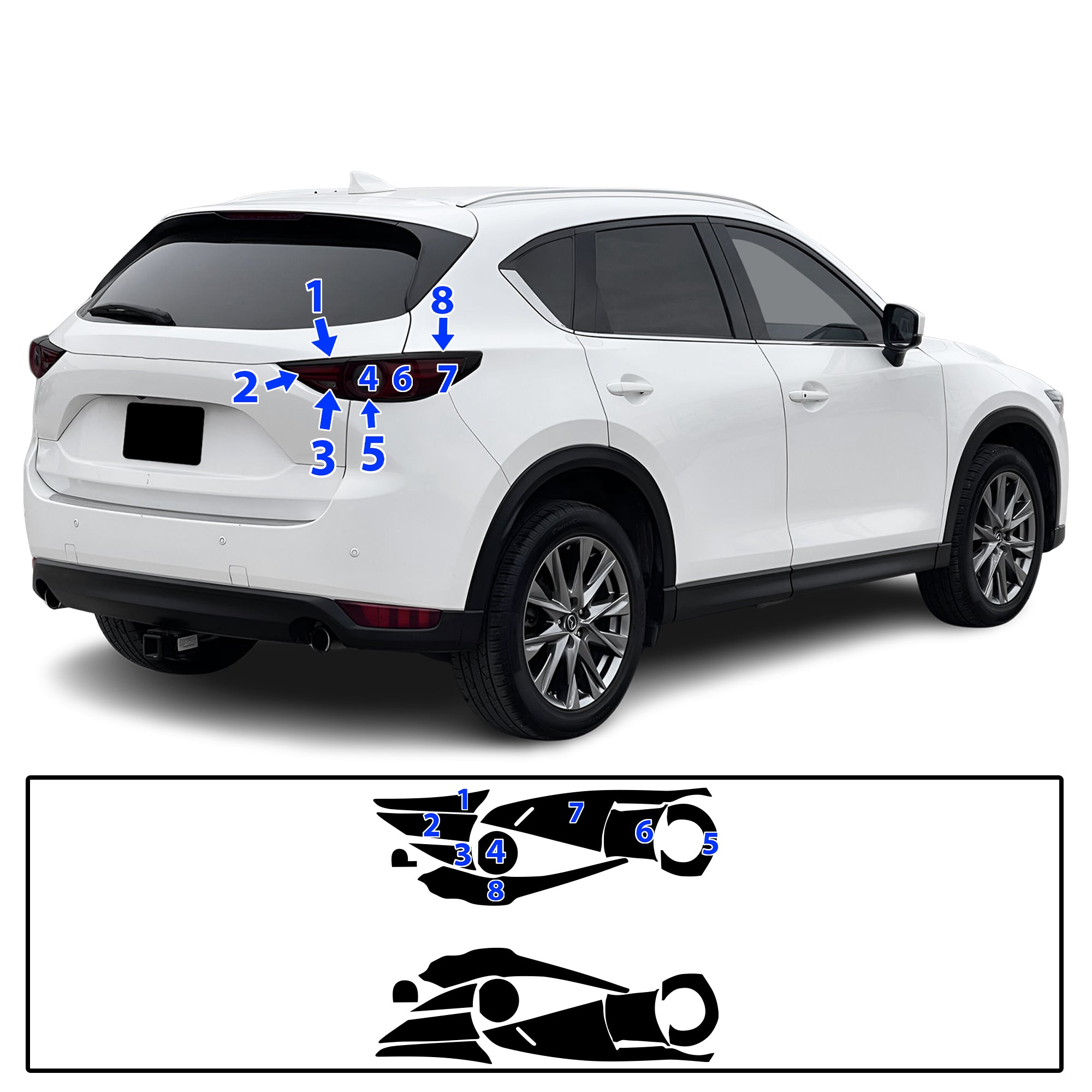 Mazda CX-5 2017–2021 Dark Smoke Headlight & Taillight Tint Kit – Precut Vinyl Lens Overlays