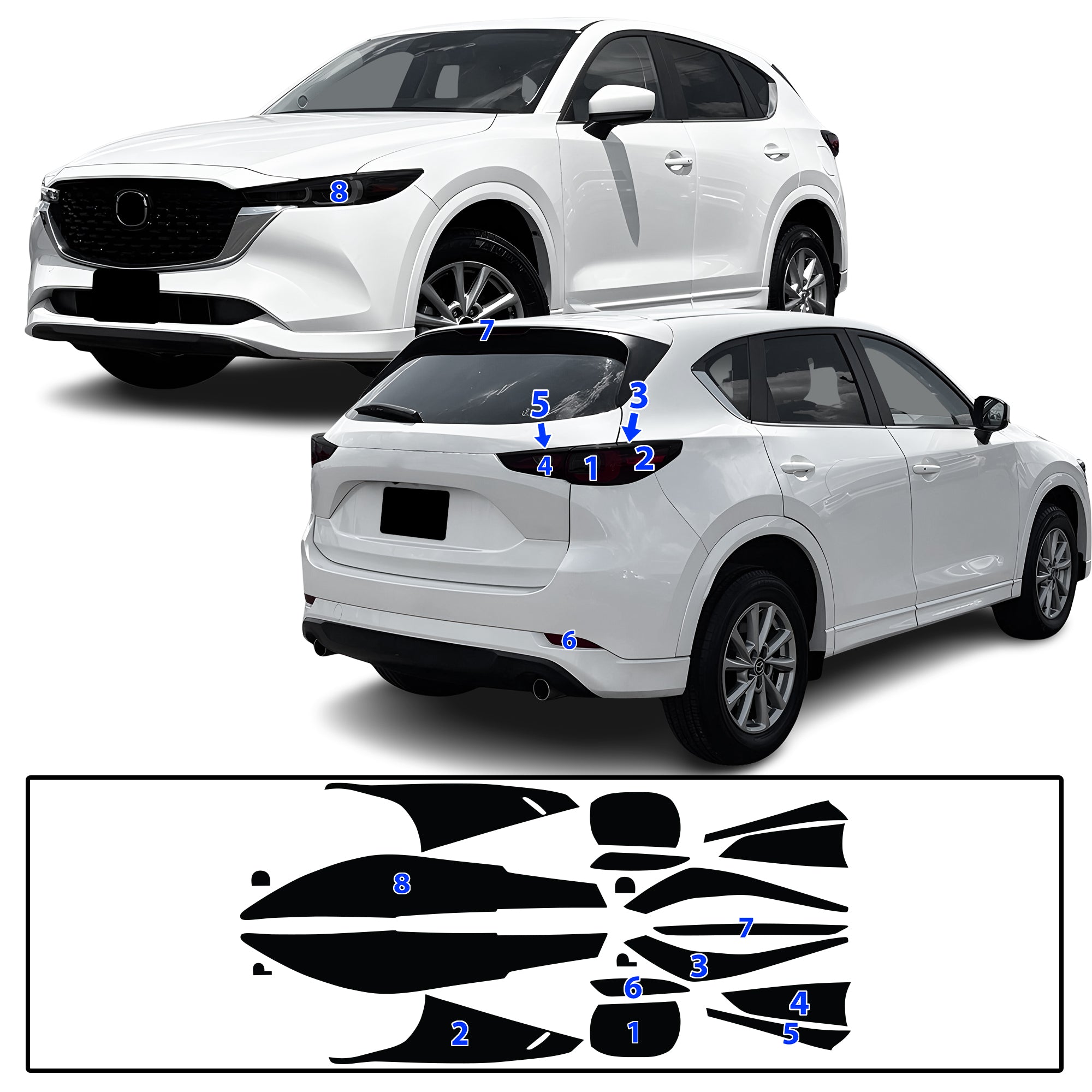 Full Headlight Taillight Precut Smoked PPF Tint Kit Film Overlay Fits Mazda CX-5 2022-2025