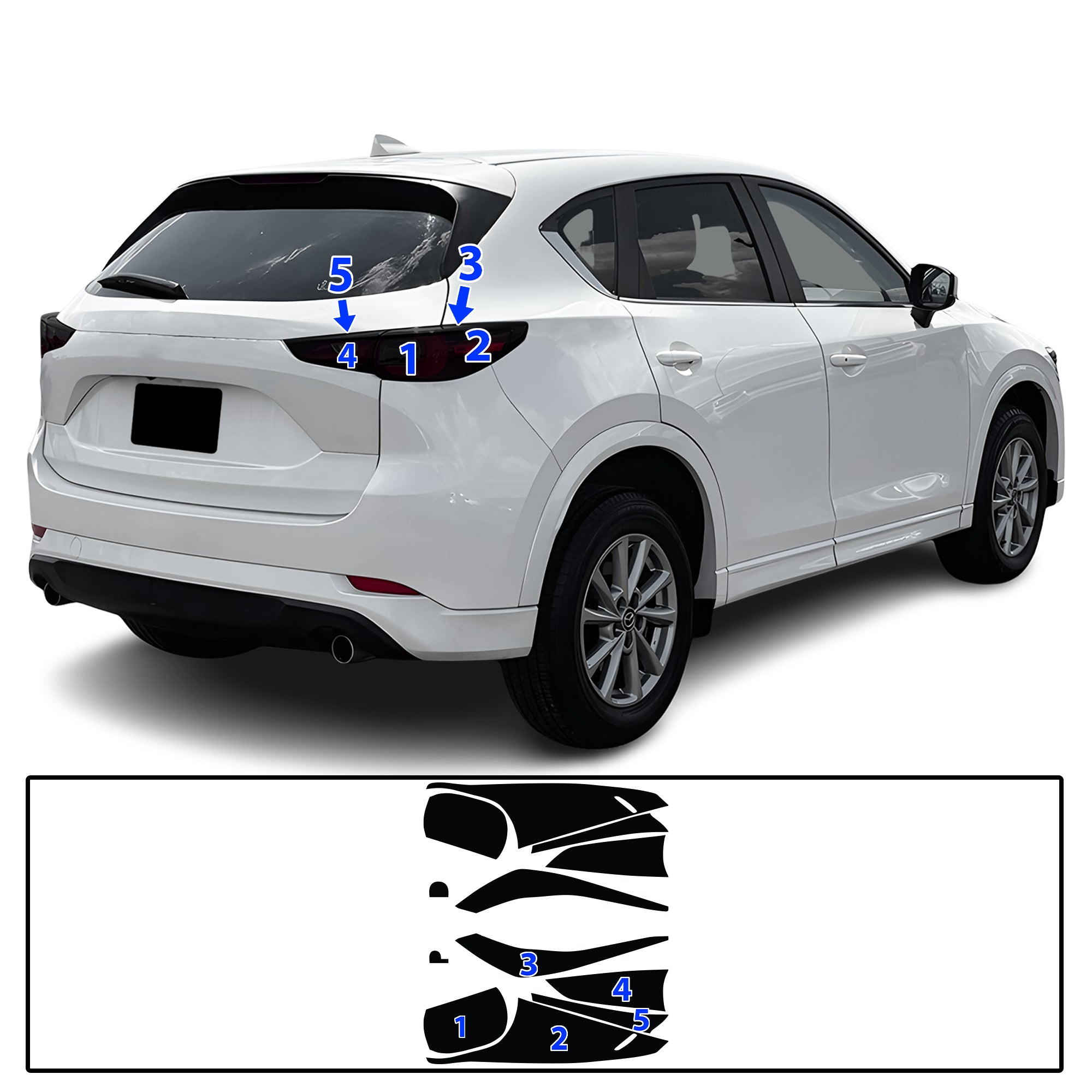 Mazda CX-5 2022–2025 Dark Smoke Headlight & Taillight Tint Kit – Precut Vinyl Lens Overlays