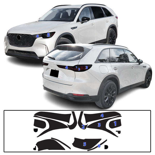 Full Headlight Taillight Precut Smoked PPF Tint Kit Film Overlay Fits Mazda Cx-90 2024-2025