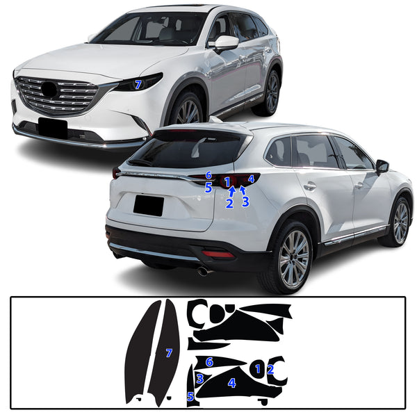 Full Headlight Taillight Precut Smoked PPF Tint Kit Film Overlay Fits Mazda CX-9 2016-2023