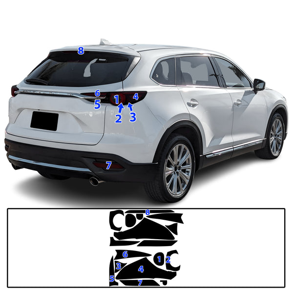 Full Headlight Taillight Precut Smoked PPF Tint Kit Film Overlay Fits Mazda CX-9 2016-2023