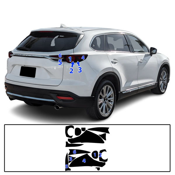 Full Headlight Taillight Precut Smoked PPF Tint Kit Film Overlay Fits Mazda CX-9 2016-2023