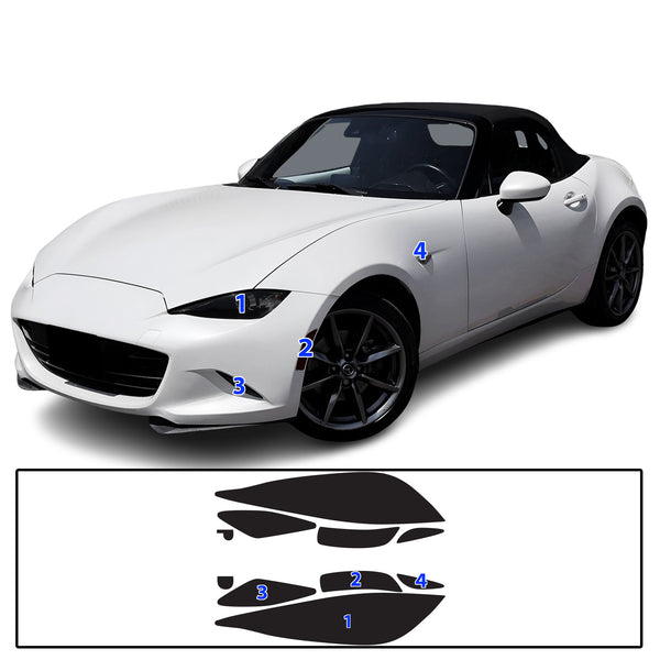 Full Headlight Taillight Precut Smoked PPF Tint Kit Film Overlay Fits Mazda Miata 2016-2025