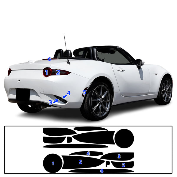 Full Headlight Taillight Precut Smoked PPF Tint Kit Film Overlay Fits Mazda Miata 2016-2025