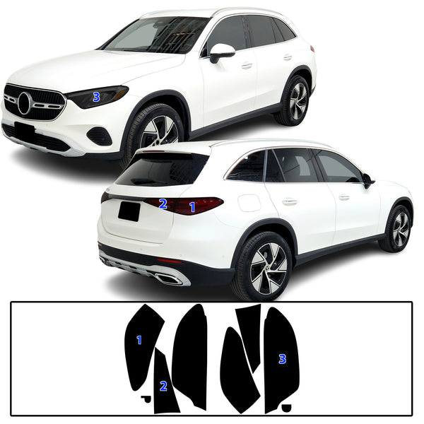 Full Headlight Taillight Precut Smoked PPF Tint Kit Film Overlay Fits Mercedes Benz GLC 2023-2025
