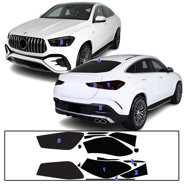 Full Headlight Taillight Precut Smoked PPF Tint Kit Film Overlay Fits Mercedes Benz GLE Coupe 2021-2024