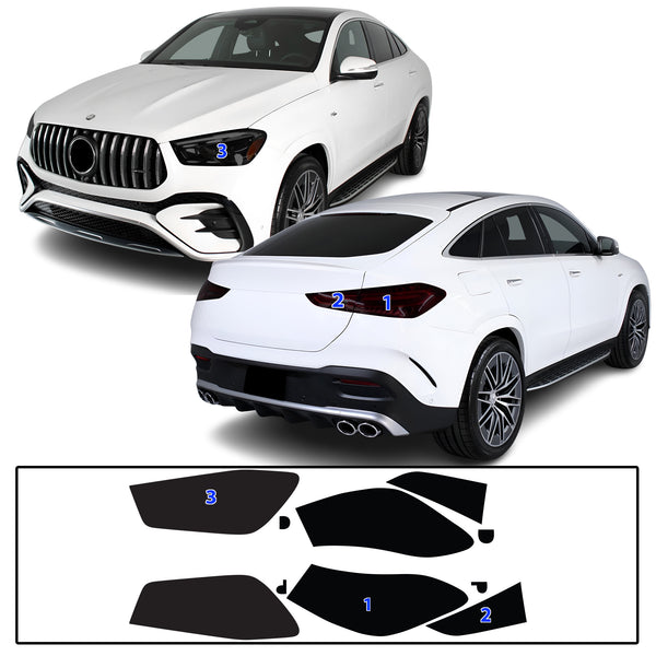 Full Headlight Taillight Precut Smoked PPF Tint Kit Film Overlay Fits Mercedes Benz GLE Coupe 2021-2024