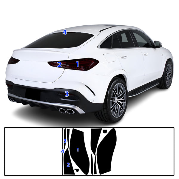 Full Headlight Taillight Precut Smoked PPF Tint Kit Film Overlay Fits Mercedes Benz GLE Coupe 2021-2024