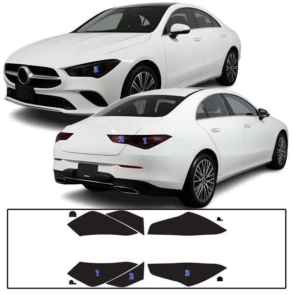 Full Headlight Taillight Precut Smoked PPF Tint Kit Film Overlay Fits Mercedes Benz CLA Class 2020-2025