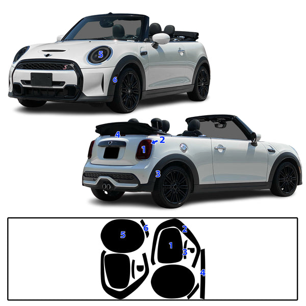 Full Headlight Taillight Precut Smoked PPF Tint Kit Film Overlay Fits Mini Cooper 2019-2024