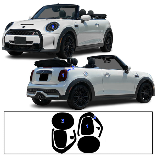 Full Headlight Taillight Precut Smoked PPF Tint Kit Film Overlay Fits Mini Cooper 2019-2024