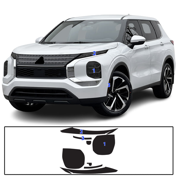 Full Headlight Taillight Precut Smoked PPF Tint Kit Film Overlay Fits Mitsubishi Outlander 2022-2025