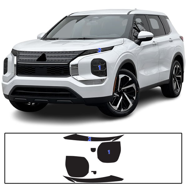 Full Headlight Taillight Precut Smoked PPF Tint Kit Film Overlay Fits Mitsubishi Outlander 2022-2025