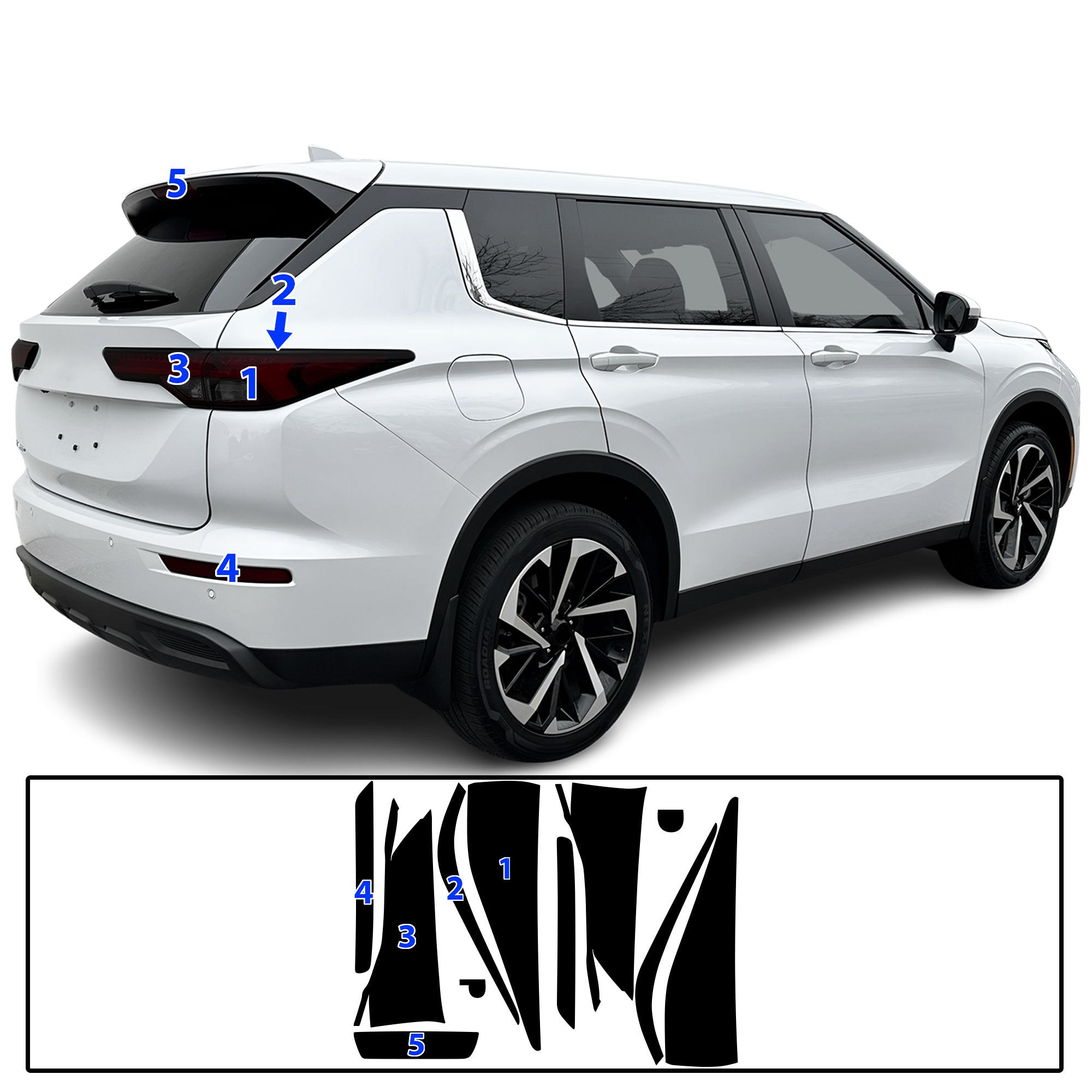Mitsubishi Outlander 2022–2026 Dark Smoke Headlight & Taillight Tint Kit – Precut Vinyl Lens Overlays