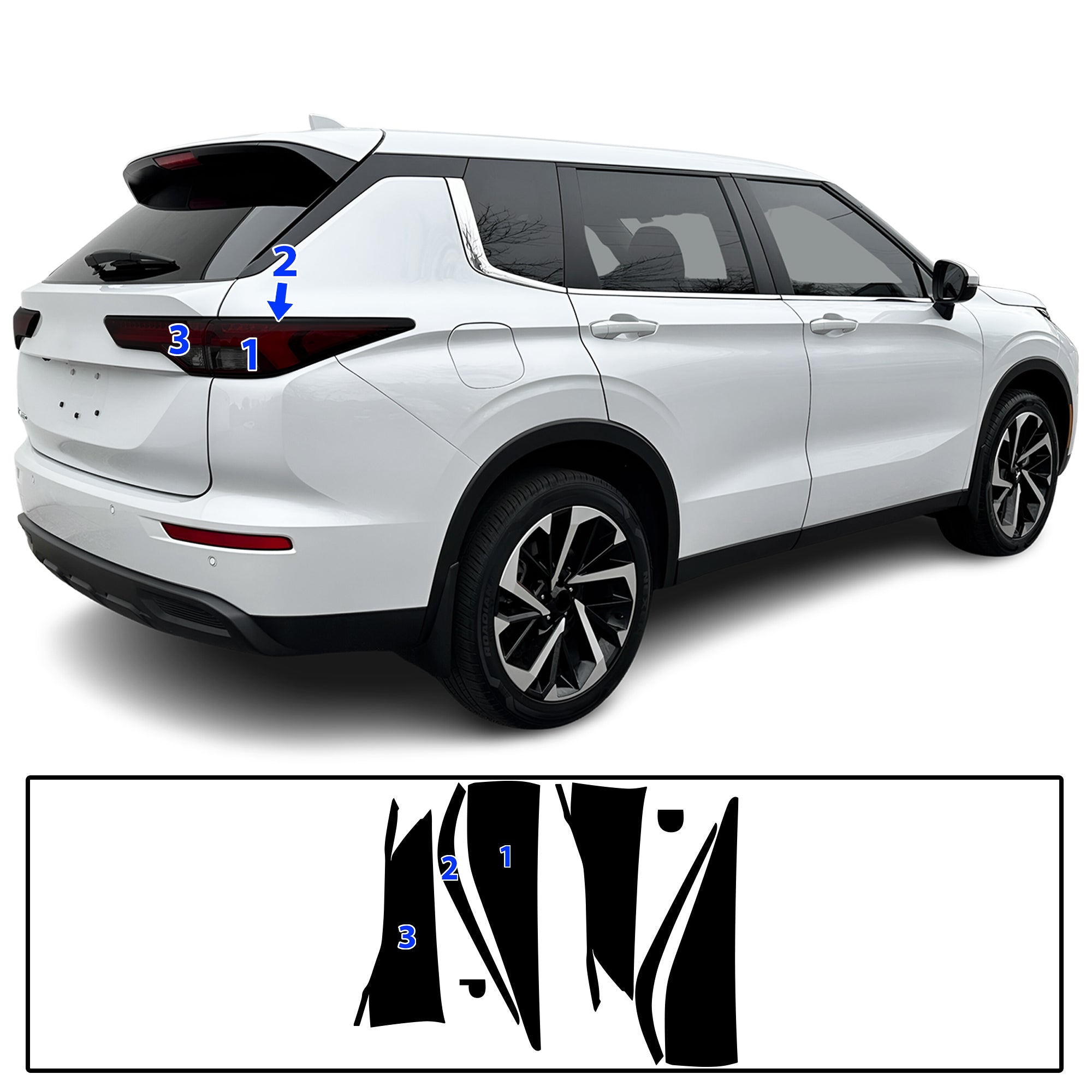 Mitsubishi Outlander 2022–2026 Dark Smoke Headlight & Taillight Tint Kit – Precut Vinyl Lens Overlays