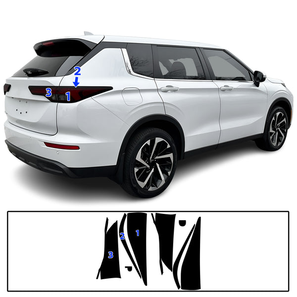 Full Headlight Taillight Precut Smoked PPF Tint Kit Film Overlay Fits Mitsubishi Outlander 2022-2025