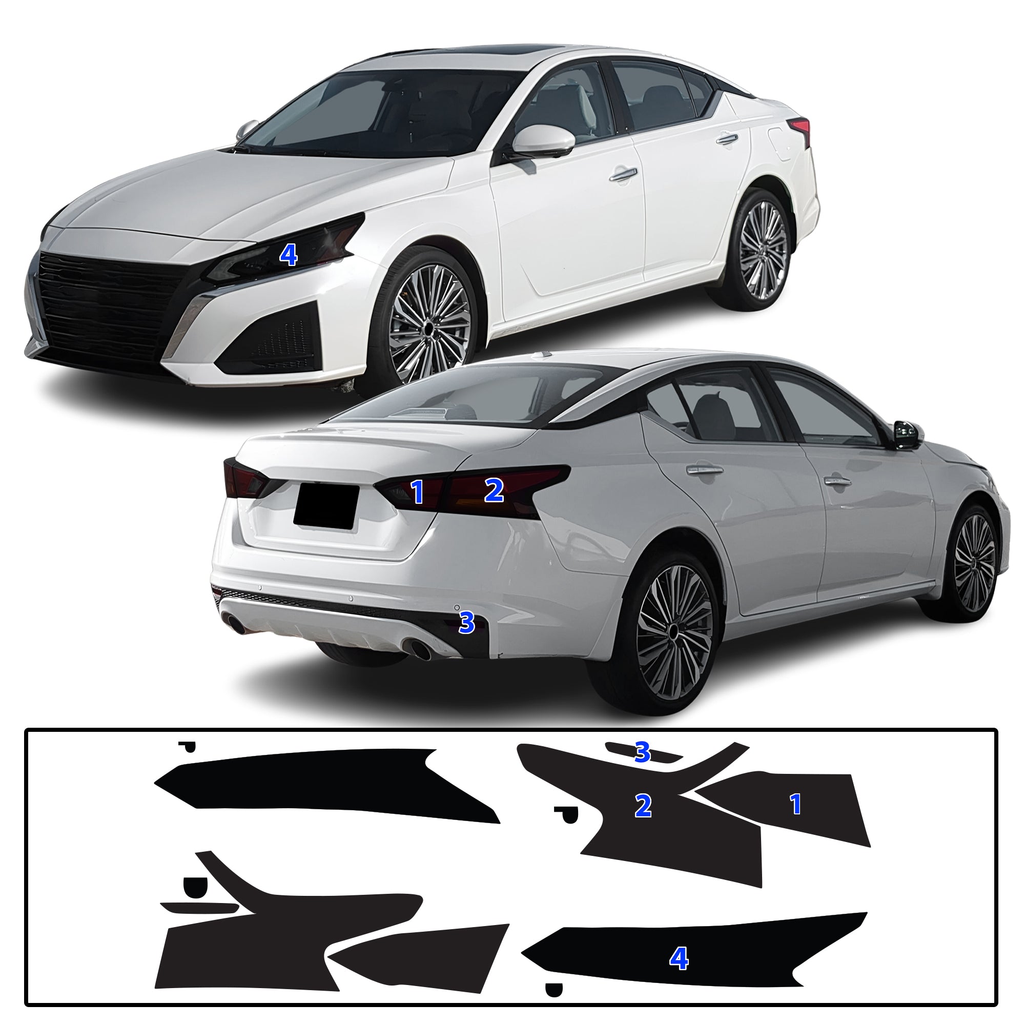 Nissan Altima 2019–2026 Dark Smoke Headlight & Taillight Tint Kit – Precut Vinyl Lens Overlays