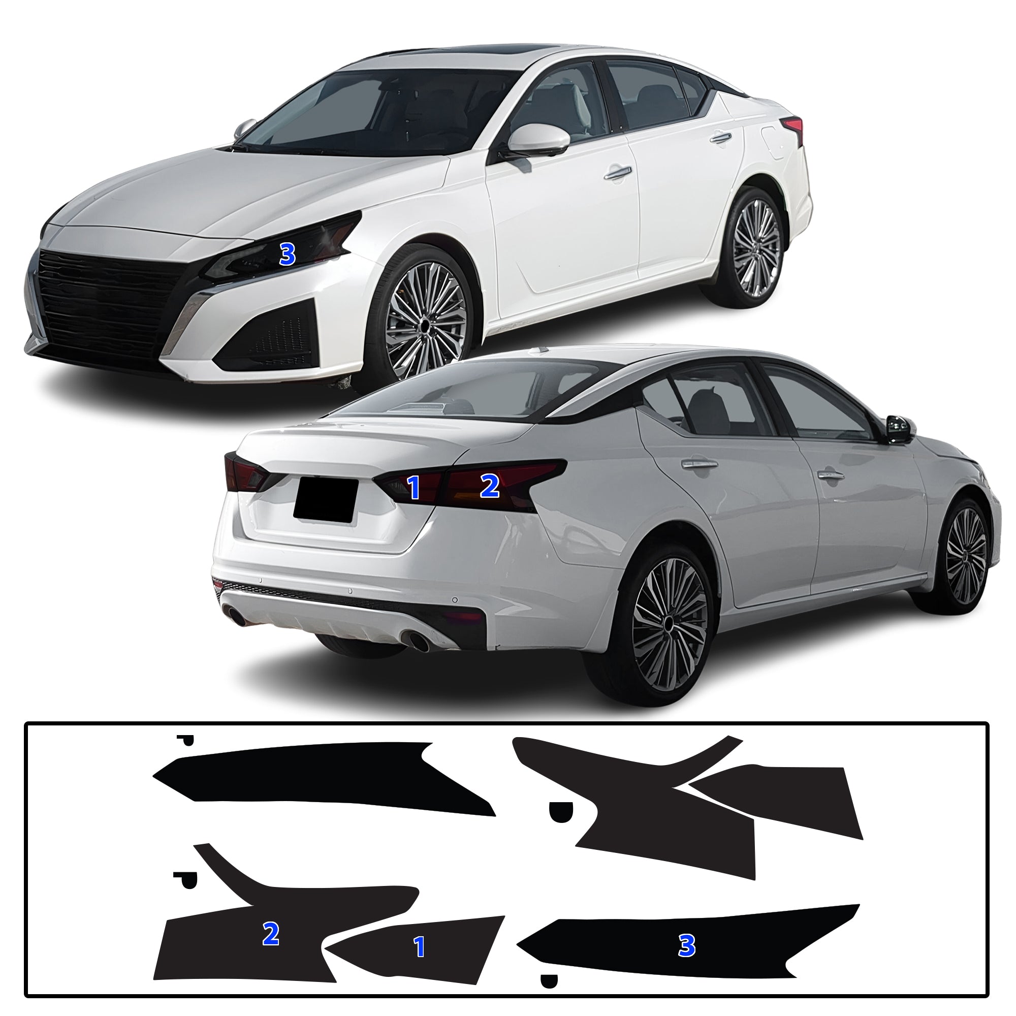 Nissan Altima 2019–2026 Dark Smoke Headlight & Taillight Tint Kit – Precut Vinyl Lens Overlays