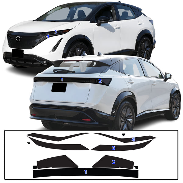 Full Headlight Taillight Precut Smoked PPF Tint Kit Film Overlay Fits Nissan Ariya