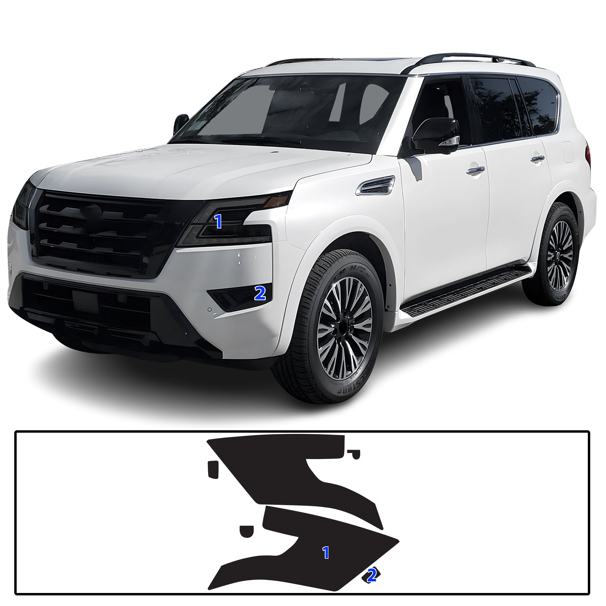Nissan Armada 2021–2024 Dark Smoke Headlight & Taillight Tint Kit – Precut Vinyl Lens Overlays