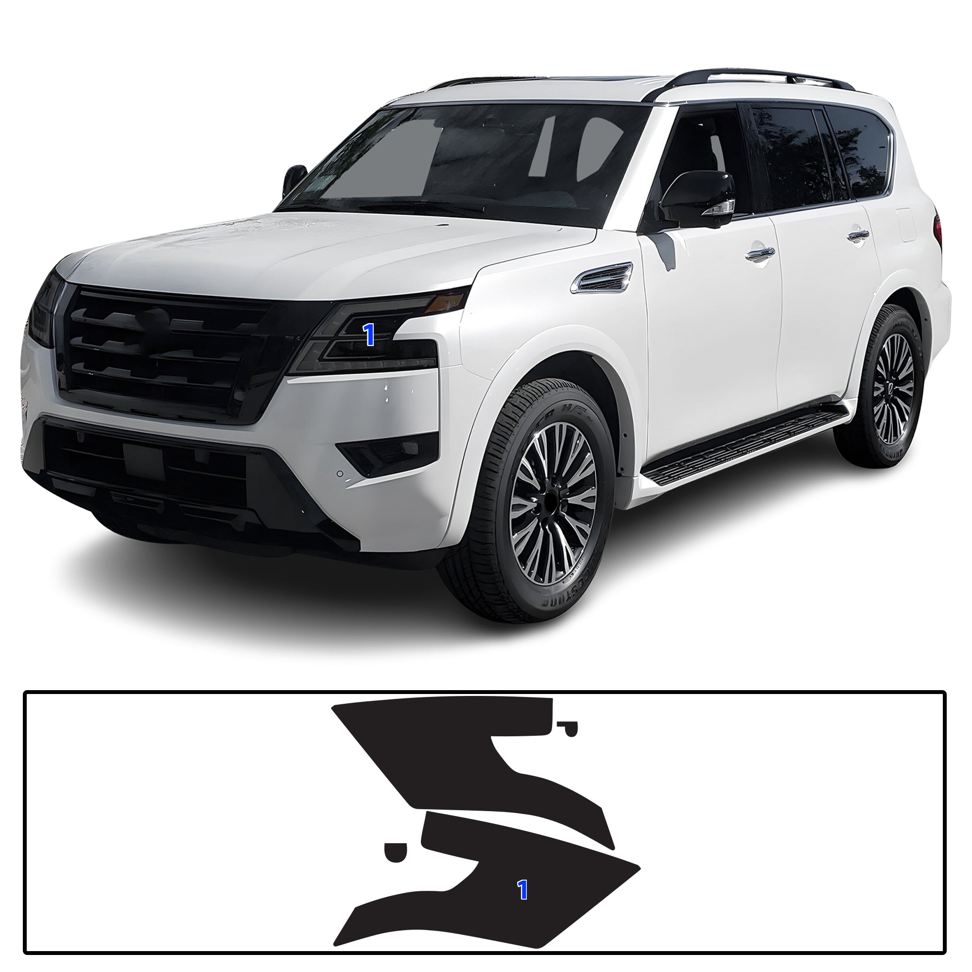 Nissan Armada 2021–2024 Dark Smoke Headlight & Taillight Tint Kit – Precut Vinyl Lens Overlays