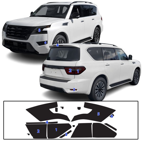 Full Headlight Taillight Precut Smoked PPF Tint Kit Film Overlay Fits Nissan Armada 2021-2024