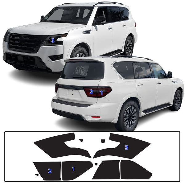 Full Headlight Taillight Precut Smoked PPF Tint Kit Film Overlay Fits Nissan Armada 2021-2024