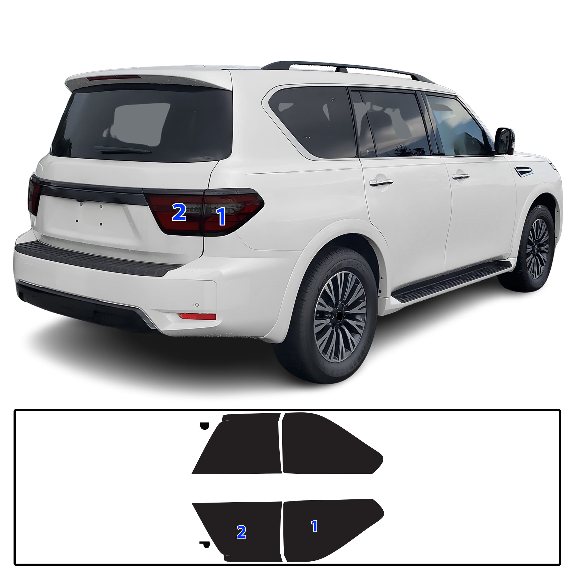 Nissan Armada 2021–2024 Dark Smoke Headlight & Taillight Tint Kit – Precut Vinyl Lens Overlays