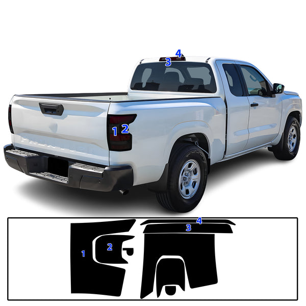Full Headlight Taillight Precut Smoked PPF Tint Kit Film Overlay Fits Nissan Frontier 2022-2025