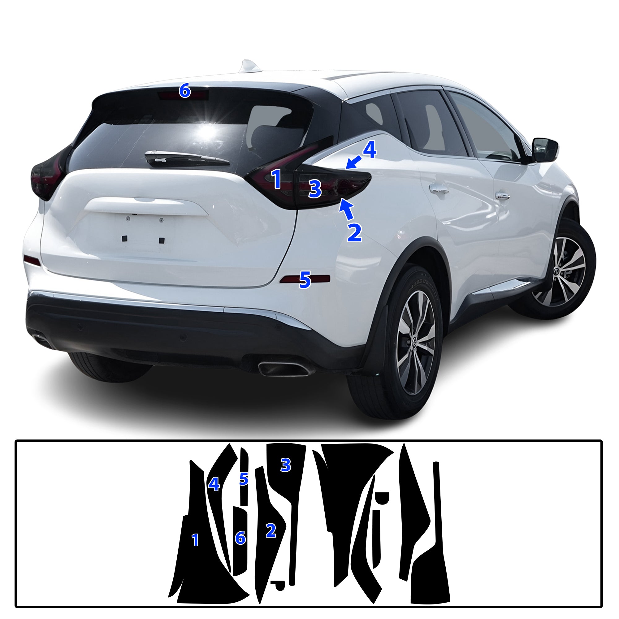 Nissan Murano 2019–2024 Dark Smoke Headlight & Taillight Tint Kit – Precut Vinyl Lens Overlays