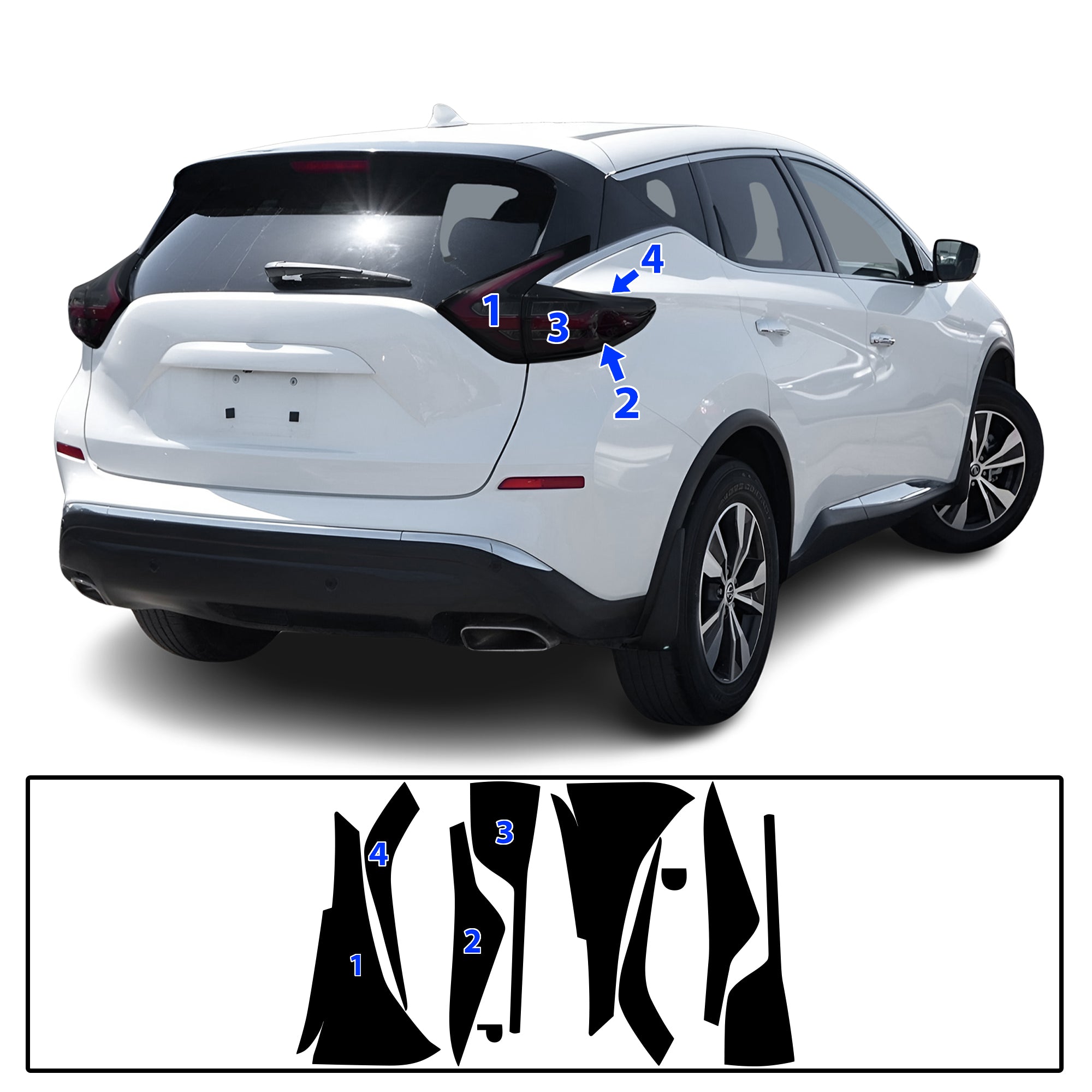 Nissan Murano 2019–2024 Dark Smoke Headlight & Taillight Tint Kit – Precut Vinyl Lens Overlays