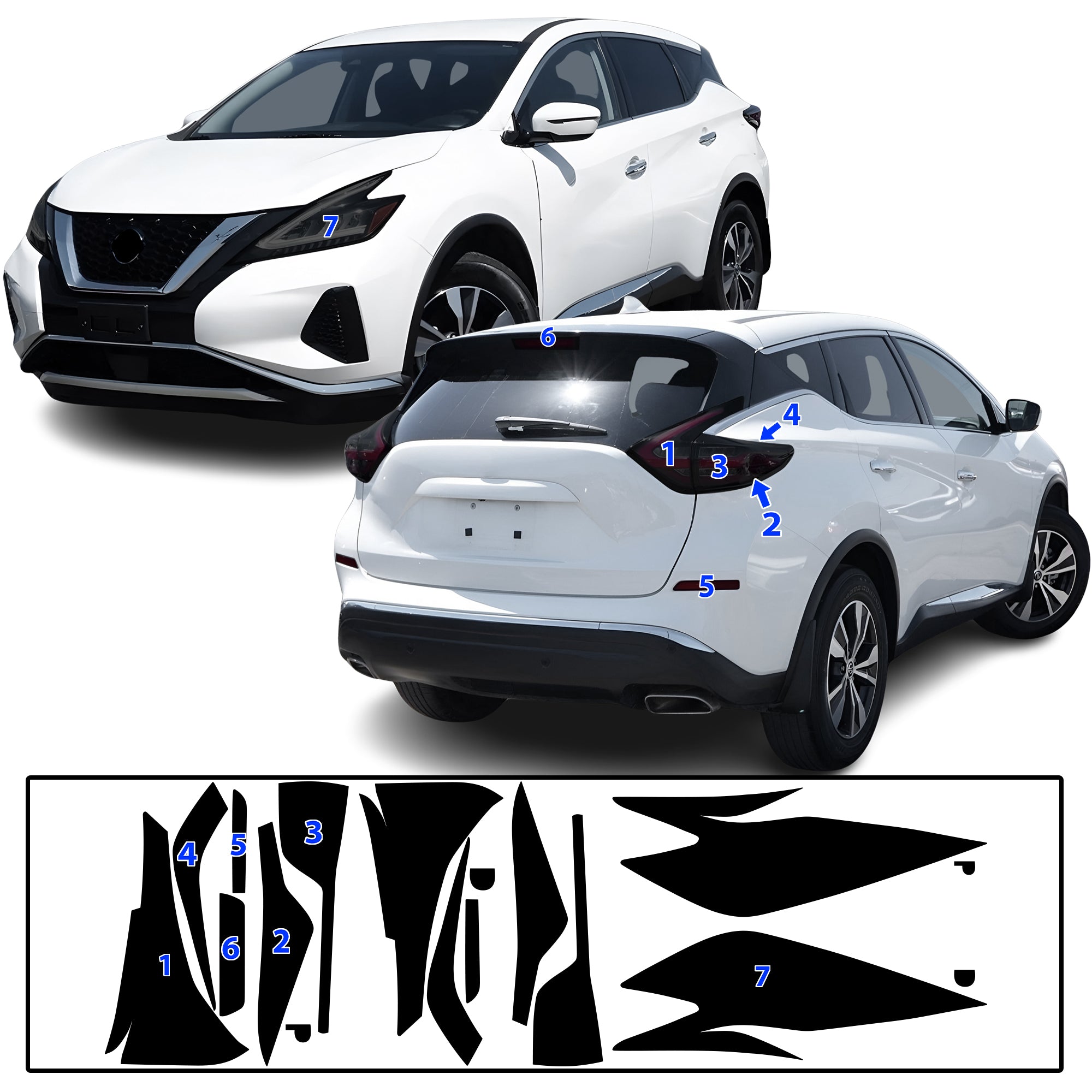 Nissan Murano 2019–2024 Dark Smoke Headlight & Taillight Tint Kit – Precut Vinyl Lens Overlays