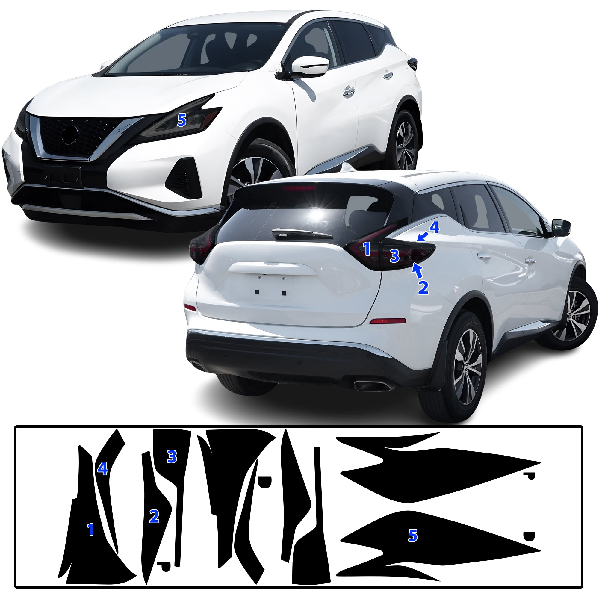 Nissan Murano 2019–2024 Dark Smoke Headlight & Taillight Tint Kit – Precut Vinyl Lens Overlays