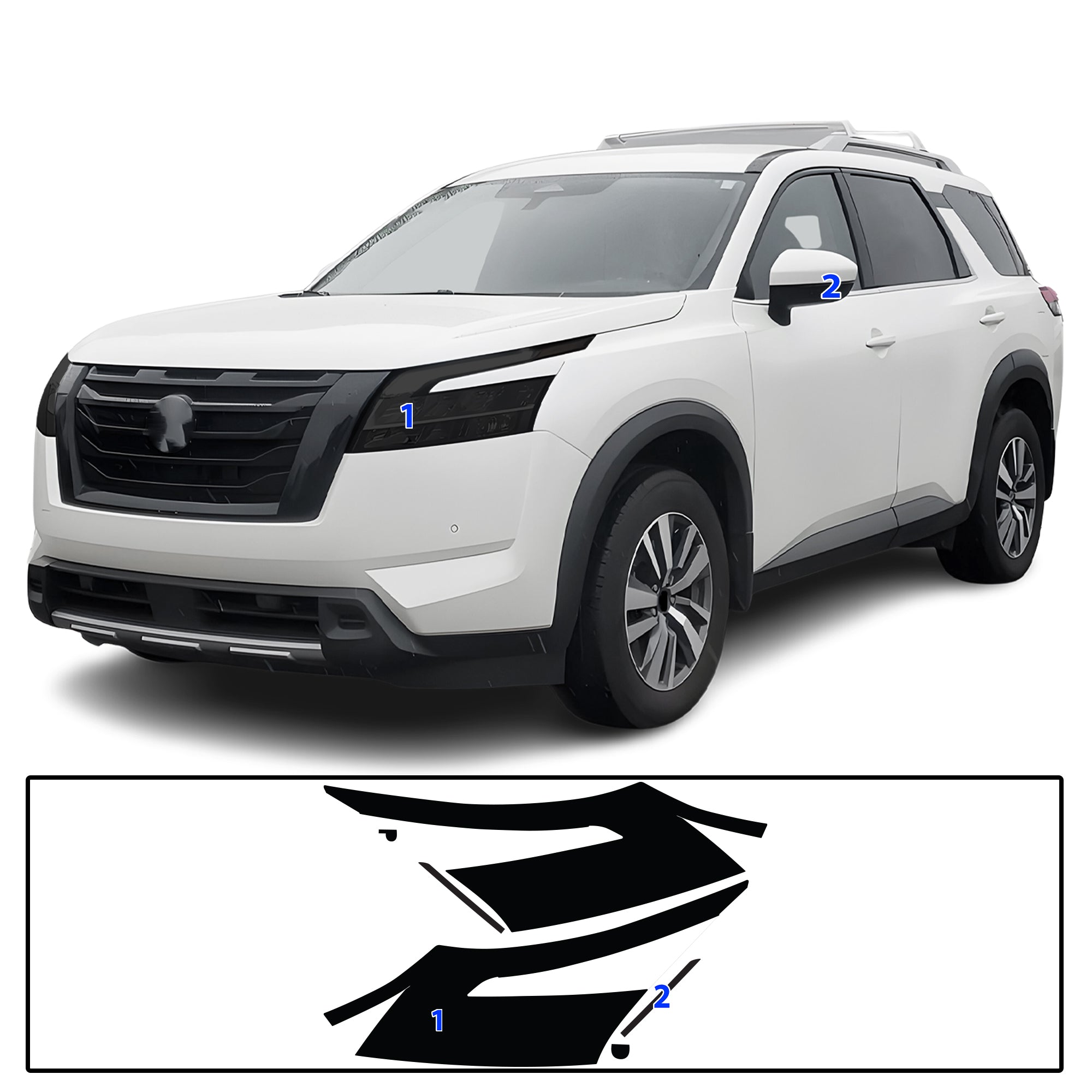 Nissan Pathfinder 2022–2026 Dark Smoke Headlight & Taillight Tint Kit – Precut Vinyl Lens Overlays