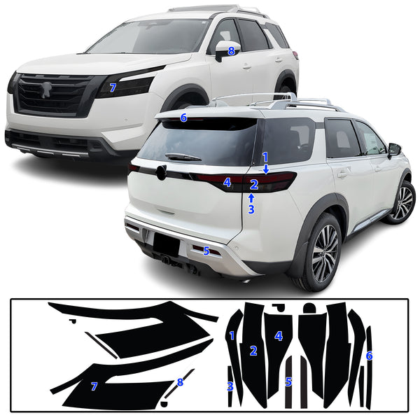 Full Headlight Taillight Precut Smoked PPF Tint Kit Film Overlay Fits Nissan Pathfinder 2022-2025