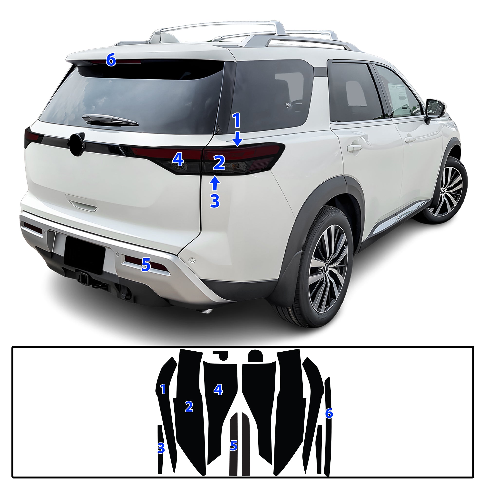 Nissan Pathfinder 2022–2026 Dark Smoke Headlight & Taillight Tint Kit – Precut Vinyl Lens Overlays